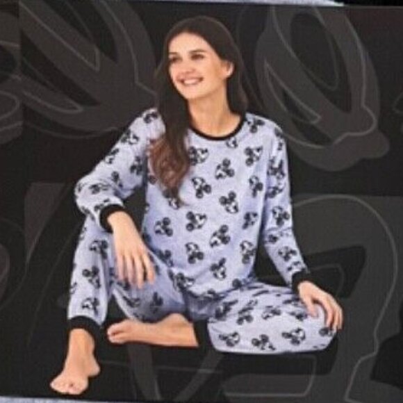 New Disney Mickey Mouse 2 Piece Pajama Set Women's Size XXL Blue Soft And Cozy - Picture 11 of 11